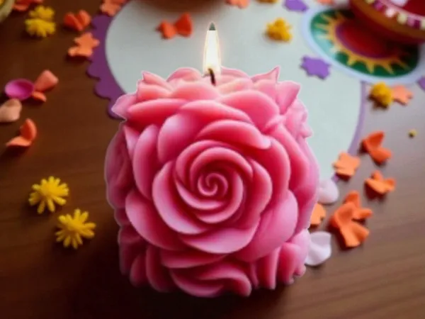 Pink_Floral_Rose_Design_Decorative_Candle