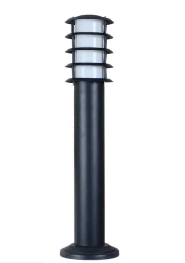 Black_Metal_And_Glass_Garden_Bollard_Light_For_Home_And_Kitchen