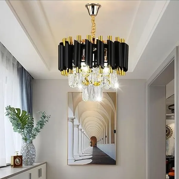 Black_Gold_Metal_And_Glass_Led_Chandelier_For_Home_And_Kitchen