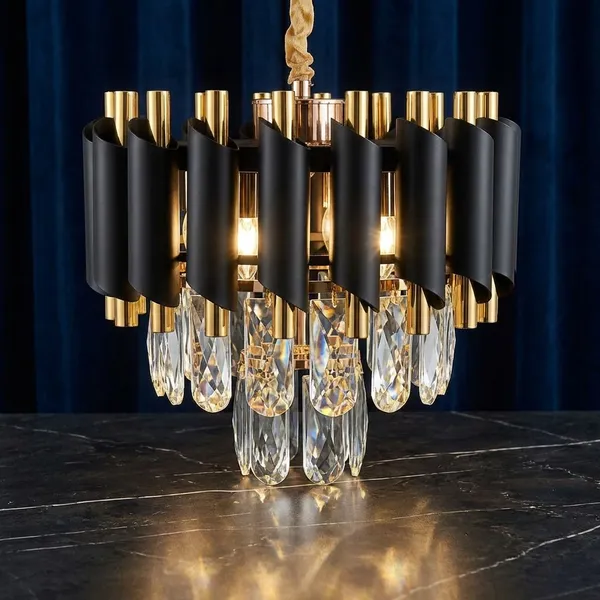 Black_Gold_Metal_And_Glass_Led_Chandelier_For_Home_And_Kitchen