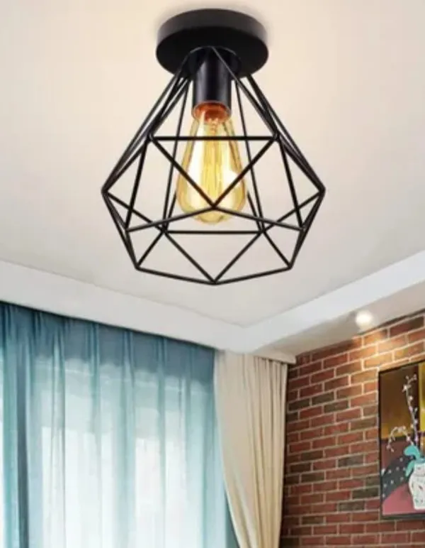 Black_Metal_And_Glass_Semi_Flush_Ceiling_Light_For_Home_And_Kitchen