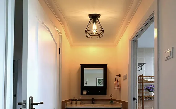 Black_Metal_And_Glass_Semi_Flush_Ceiling_Light_For_Home_And_Kitchen