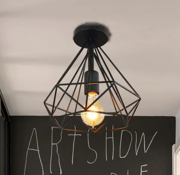 Black_Metal_And_Glass_Semi_Flush_Ceiling_Light_For_Home_And_Kitchen