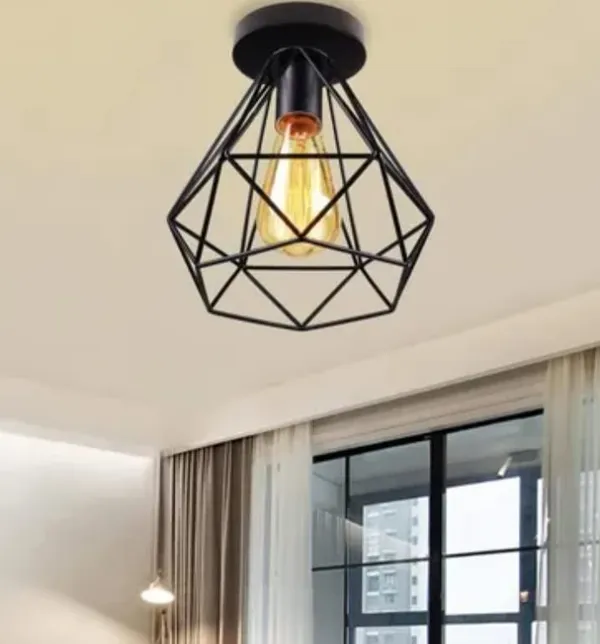 Black_Metal_And_Glass_Semi_Flush_Ceiling_Light_For_Home_And_Kitchen