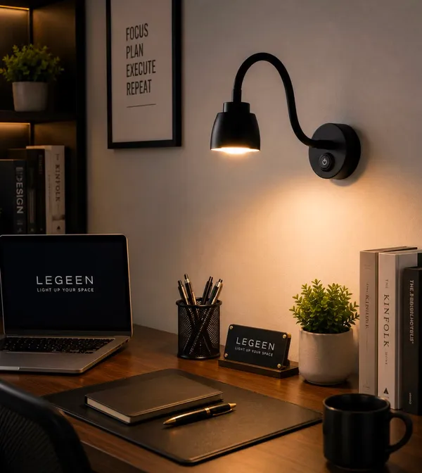 LEGEEN_5_Watt_LED_Wall_Reading_Light_with_Flexible_Gooseneck_&_ON/Off_Switch,_Bedside_Wall_Lamp_for_Bedroom,_Study_Room,_Hotel,_Warm_White,_Black