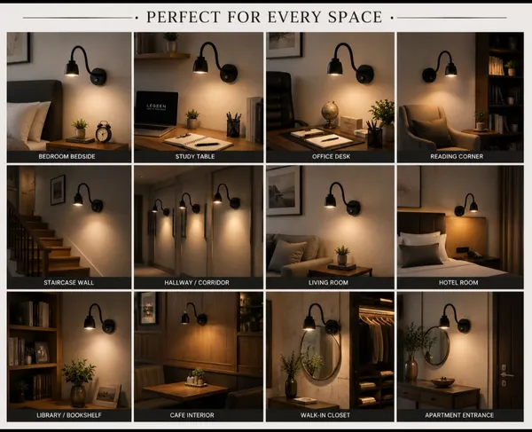LEGEEN_5_Watt_LED_Wall_Reading_Light_with_Flexible_Gooseneck_&_ON/Off_Switch,_Bedside_Wall_Lamp_for_Bedroom,_Study_Room,_Hotel,_Warm_White,_Black