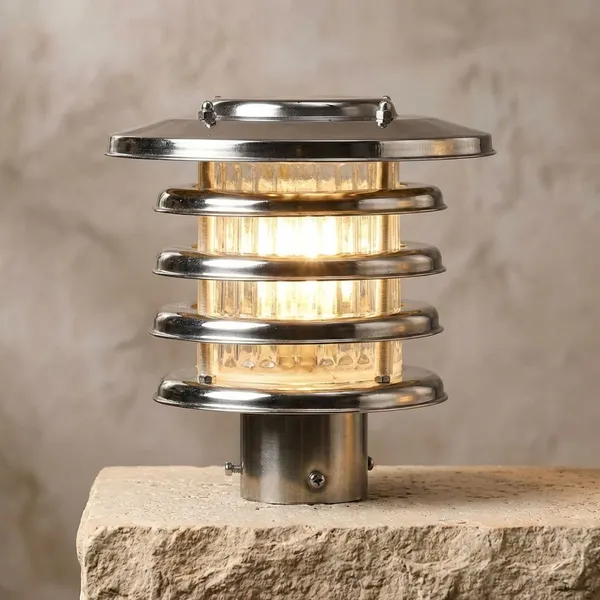 Silver_Metal_And_Glass_Garden_Bollard_Light_For_Home_And_Kitchen