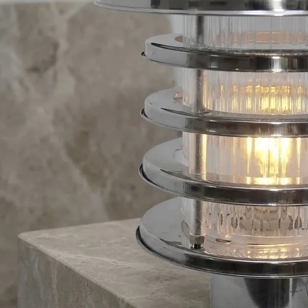 Silver_Metal_And_Glass_Garden_Bollard_Light_For_Home_And_Kitchen