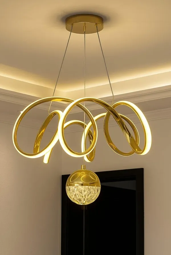Gold_Metal_And_Glass_Chandelier_For_Home_And_Kitchen