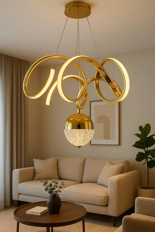 Gold_Metal_And_Glass_Chandelier_For_Home_And_Kitchen