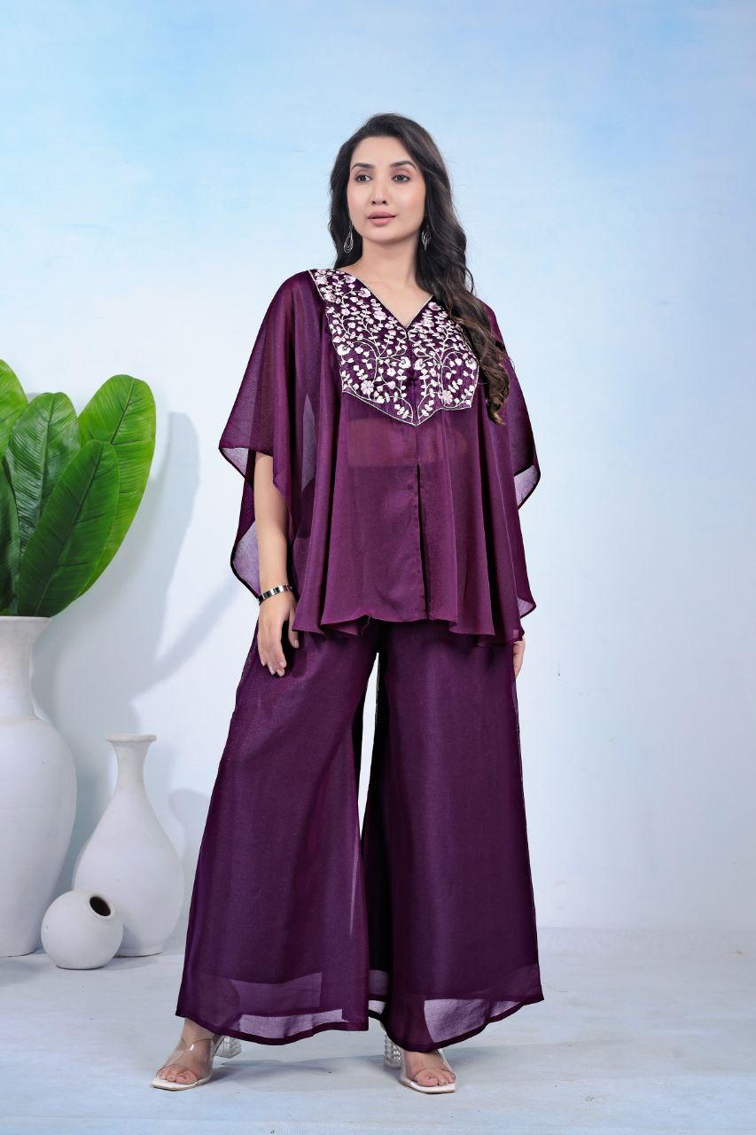 Wine_Urban_Kaftan_Set_With_Pant_For_Women