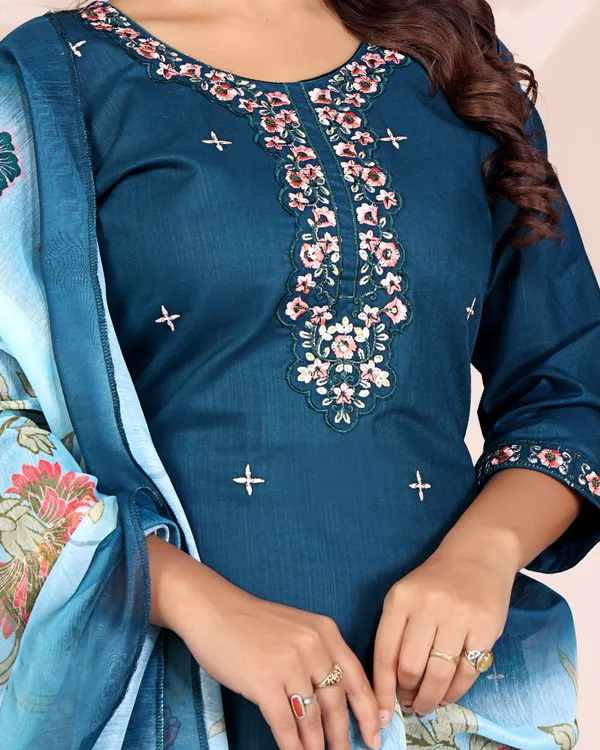 Blue_Rayon_Embroidered_Kurta_Set_With_Dupatta