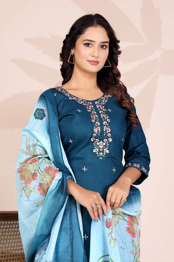 Blue_Rayon_Embroidered_Kurta_Set_With_Dupatta