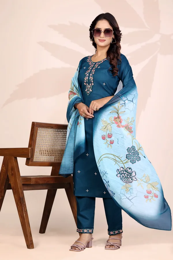 Blue_Rayon_Embroidered_Kurta_Set_With_Dupatta