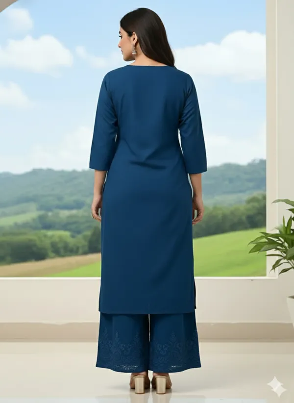Blue_Cotton_Mirror_Work_Kurta_Pant_Set_For_Women