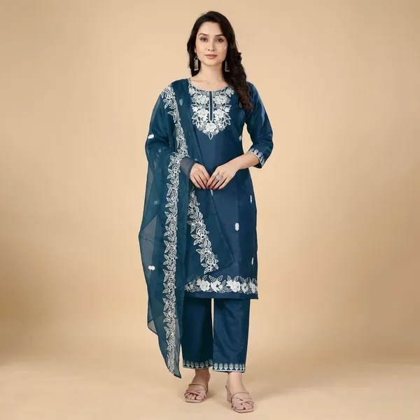 Blue_Rayon_Aari_Work_Kurta_Set_With_Dupatta