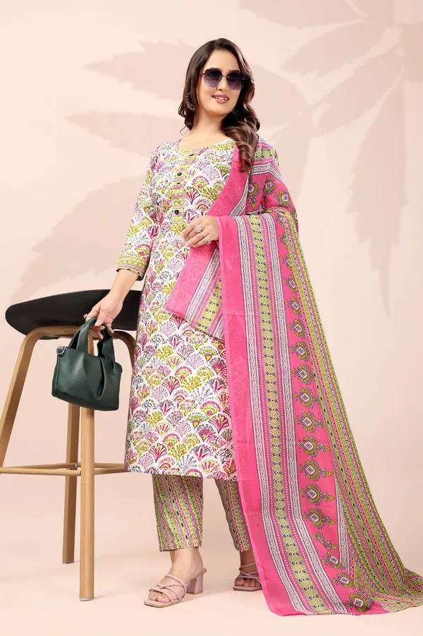 Pink_Cotton_Printed_Kurta_Pant_Set_With_Dupatta_For_Women