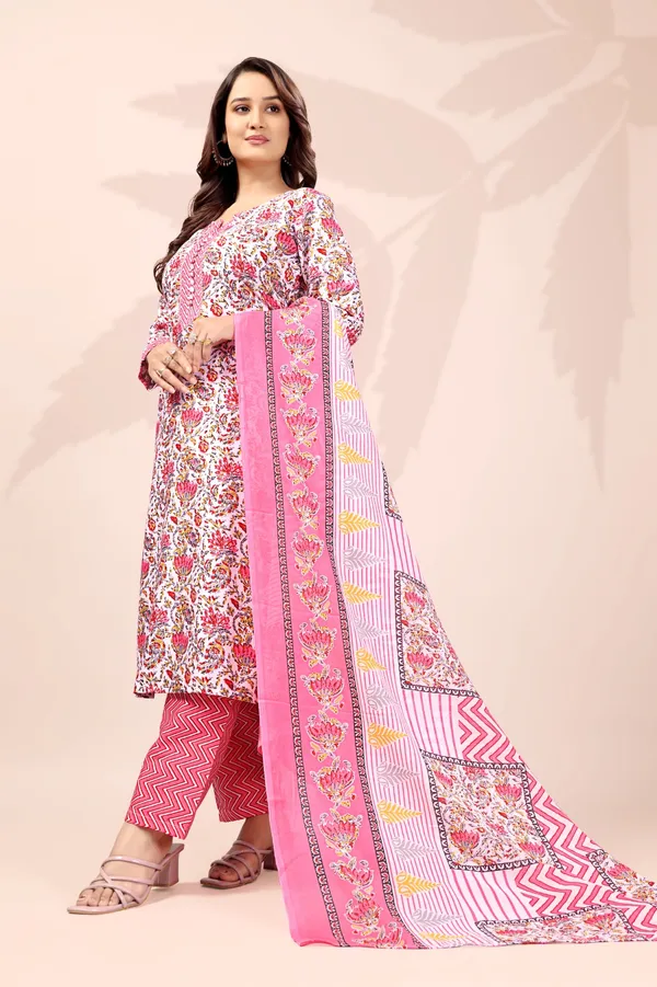 Pink_Cotton_Printed_Kurta_Pant_Set_With_Soft_Silk_Dupatta_For_Women