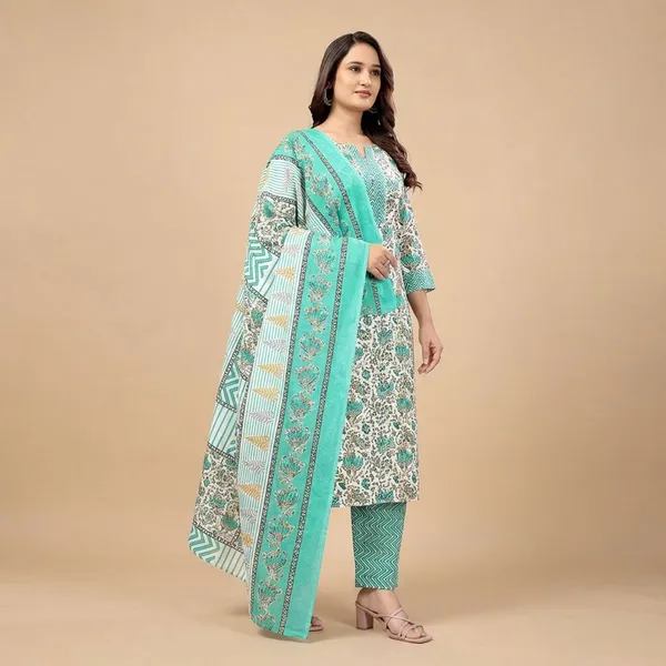 Mint_Green_Cotton_Printed_Kurta_Set_With_Soft_Silk_Dupatta