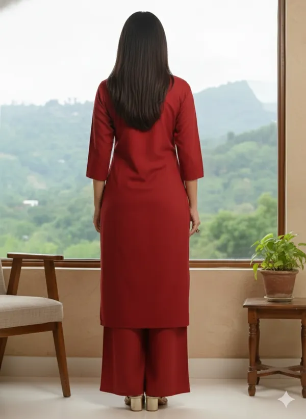 Maroon_Cotton_Mirror_Work_Kurta_Pant_Set_For_Women