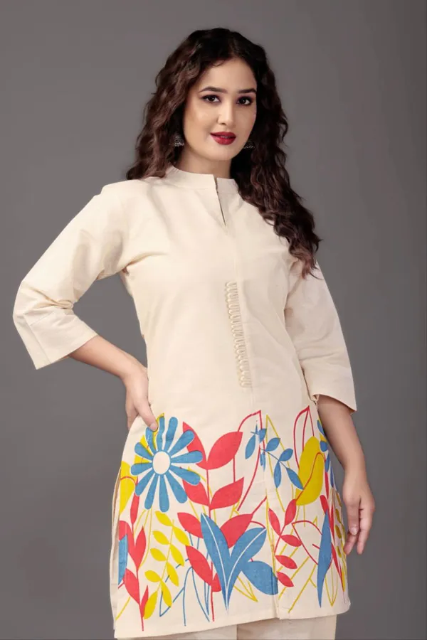 Cream_Cotton_Printed_Co-Ord_Set_With_Pants_For_Women