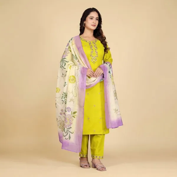 Yellow_Rayon_Embroidered_Kurta_Set_With_Dupatta