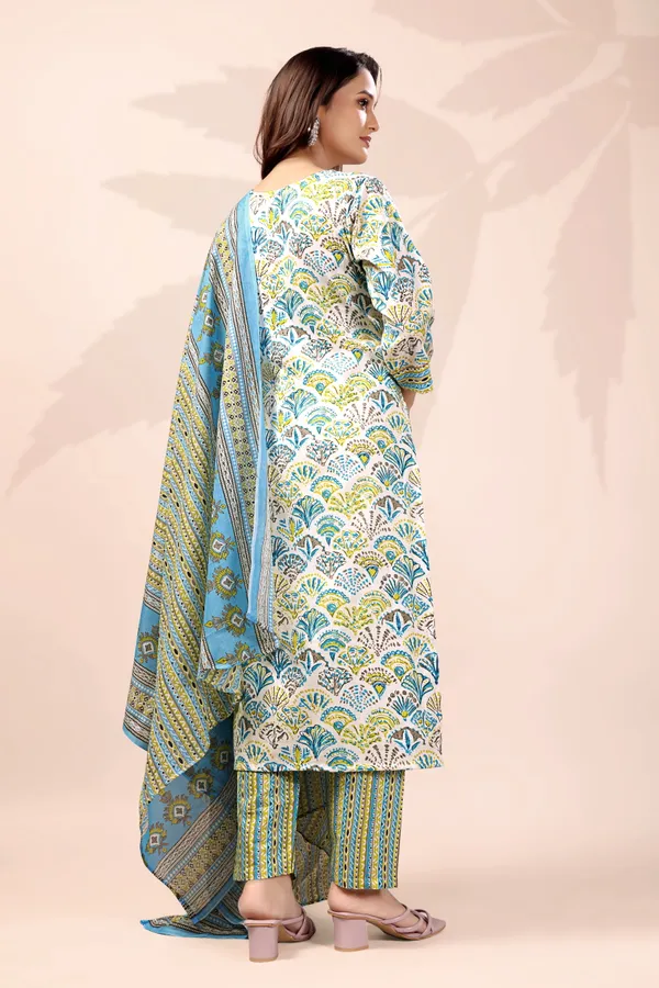 Lemon_Yellow_Cotton_Printed_Kurta_Pant_Set_With_Dupatta_For_Women