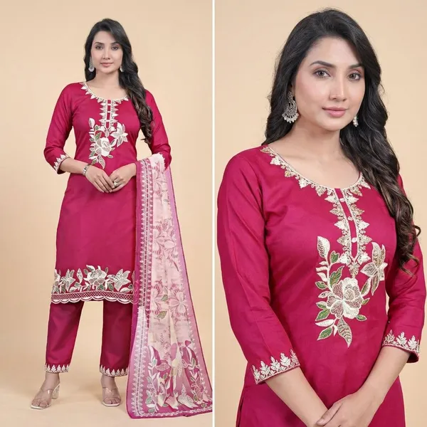 Pink_Rayon_Aari_Work_Kurta_Pant_Set_With_Dupatta_For_Women