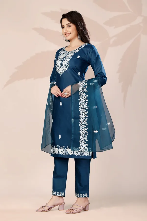 Blue_Rayon_Aari_Work_Kurta_Set_With_Dupatta