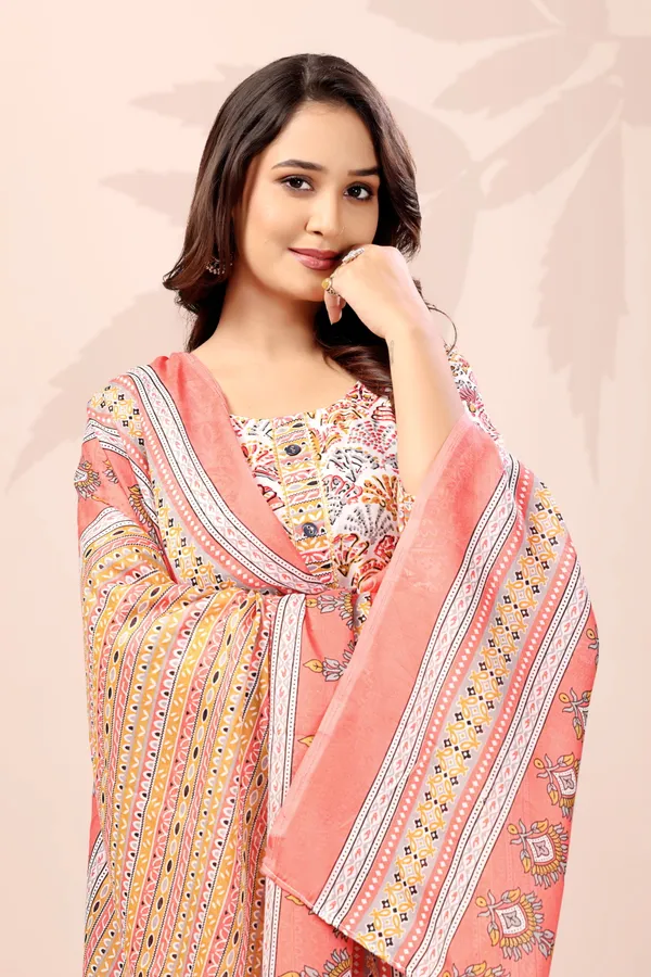 Orange_Cotton_Printed_Kurta_Pant_Set_With_Dupatta_For_Women