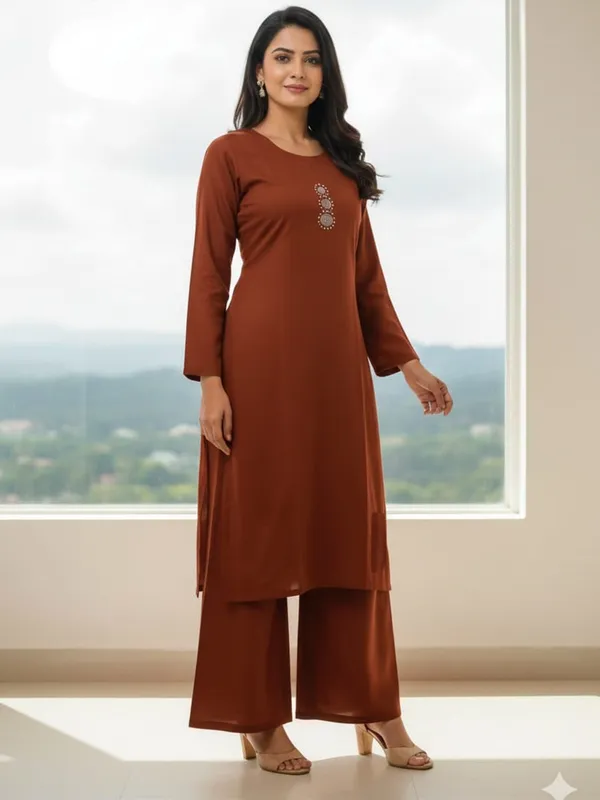 Coral_Cotton_Mirror_Work_Kurta_Pant_Set_For_Women