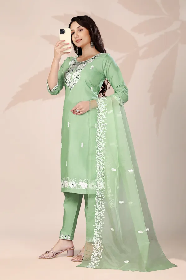 Green_Rayon_Aari_Work_Kurta_Pant_Set_With_Dupatta_For_Women