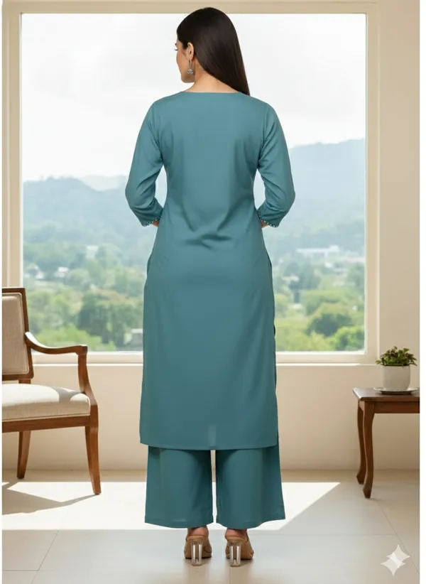 Sky_Cotton_Mirror_Work_Kurta_Pant_Set_For_Women
