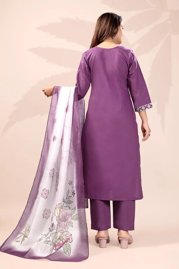 Wine_Rayon_Embroidered_Kurta_Set_With_Digital_Dupatta