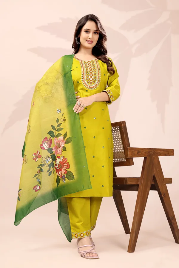 Yellow_Rayon_Embroidered_Kurta_Pant_Set_With_Digital_Dupatta_For_Women