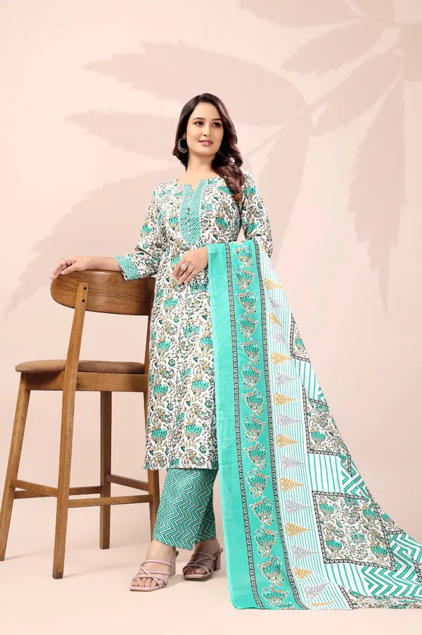 Mint_Green_Cotton_Printed_Kurta_Set_With_Soft_Silk_Dupatta