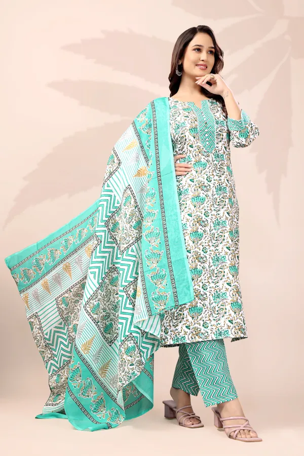 Mint_Green_Cotton_Printed_Kurta_Set_With_Soft_Silk_Dupatta