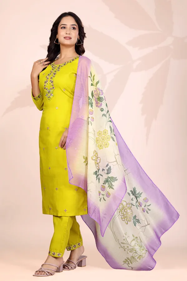 Yellow_Rayon_Embroidered_Kurta_Set_With_Dupatta