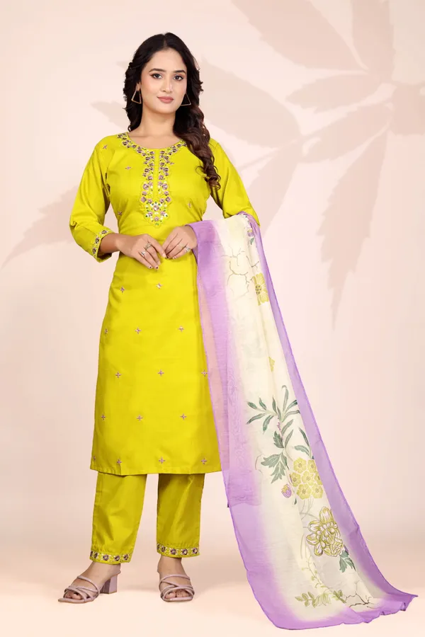 Yellow_Rayon_Embroidered_Kurta_Set_With_Dupatta