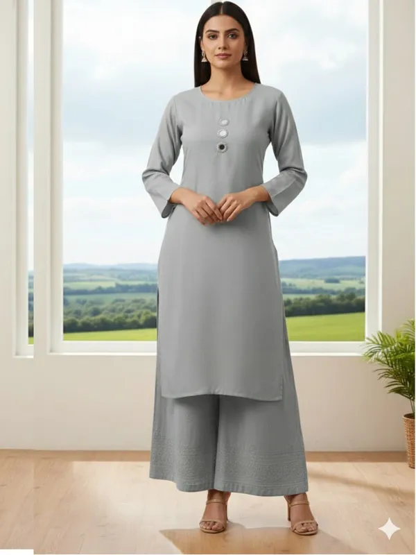 Gray_Cotton_Mirror_Work_Kurta_Pant_Set_For_Women