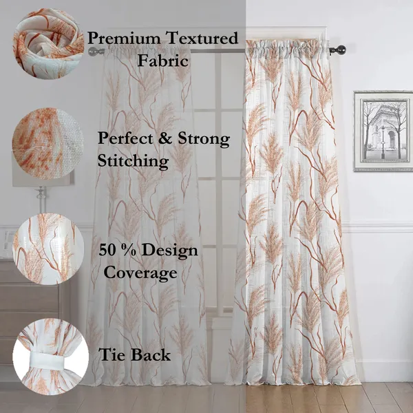 White_And_Light_Orange_Cotton_Linen_Sheer_Curtains_7_Feet_Long_With_Rod_Pocket_|_Printed_Semi-Transparent_White_Curtains_For_Home_Decor