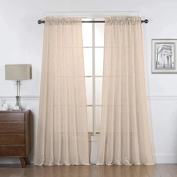 Beige_Poly_Linen_Textured_Sheer_Curtains_7_Feet_Long_With_Rod_Pocket_|_Semi-Transparent_Curtains_For_Home_Decor