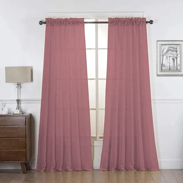 Pink_Poly_Linen_Textured_Sheer_Curtains_7_Feet_Long_With_Rod_Pocket_|_Semi-Transparent_Curtains_For_Home_Decor