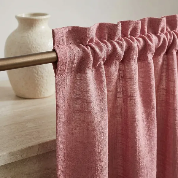 Pink_Poly_Linen_Textured_Sheer_Curtains_7_Feet_Long_With_Rod_Pocket_|_Semi-Transparent_Curtains_For_Home_Decor