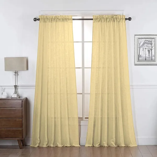 Light_Yellow_Poly_Linen_Textured_Sheer_Curtains_7_Feet_Long_With_Rod_Pocket_|_Semi-Transparent_Curtains_For_Home_Decor