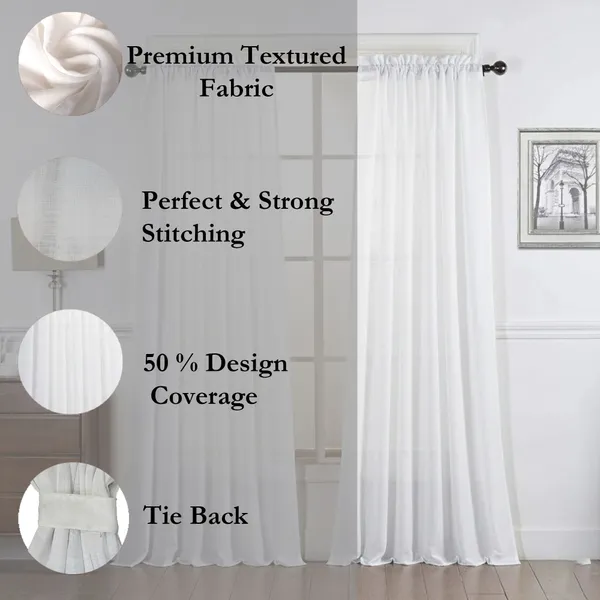 White_Poly_Linen_Textured_Sheer_Curtains_7_Feet_Long_With_Rod_Pocket_|_Semi-Transparent_Curtains_For_Home_Decor