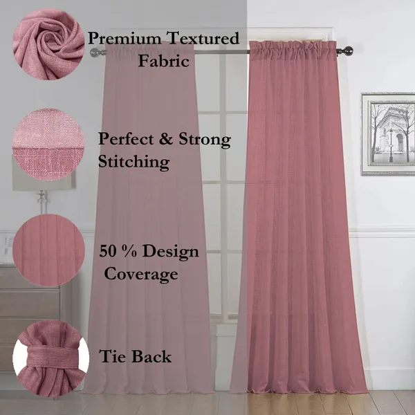 Pink_Poly_Linen_Textured_Sheer_Curtains_7_Feet_Long_With_Rod_Pocket_|_Semi-Transparent_Curtains_For_Home_Decor