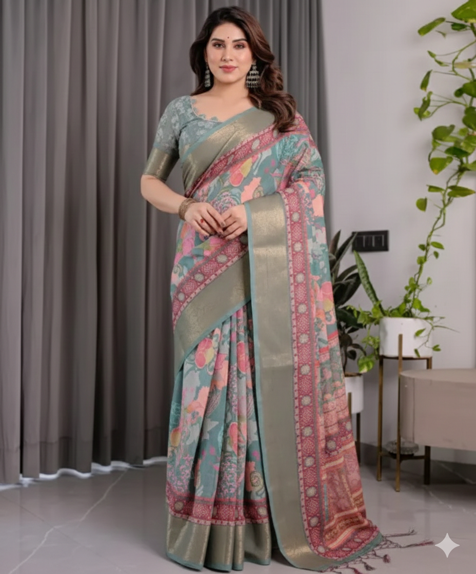 Multicolor_banarsi_silk_Premium_Saree_For_Women