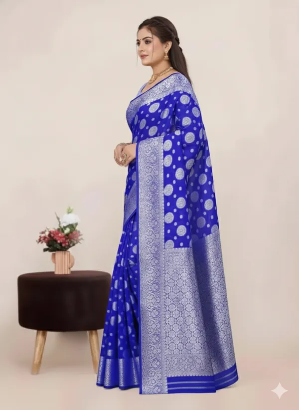 Blue_banarsi_silk_Premium_Saree_For_Women