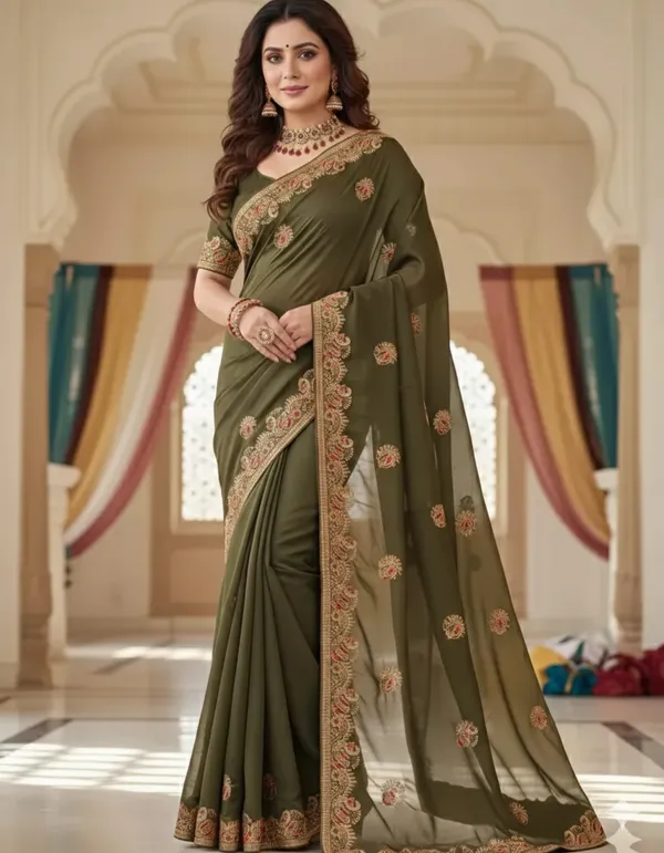 Green_banarsi_silk_Premium_Saree_For_Women